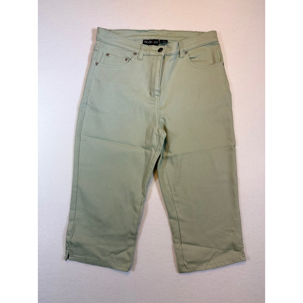 Style & Co. Womens Sage Green Capri Pants Size 8 Cropped Casual